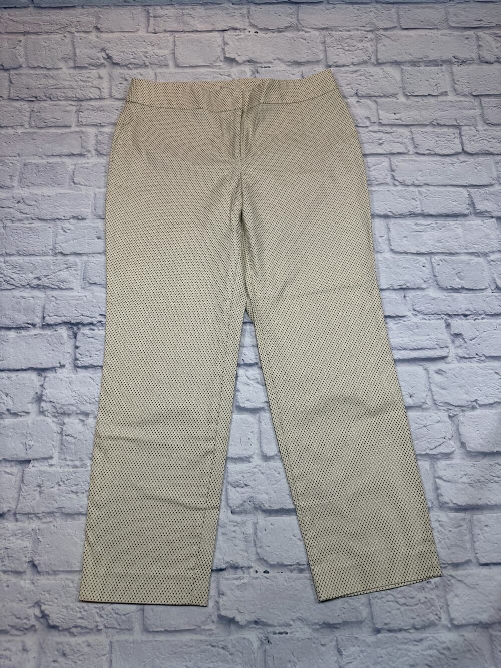 Ann Taylor Loft Julie Pants Beige Print Tapered Dot Print Size 8 A754